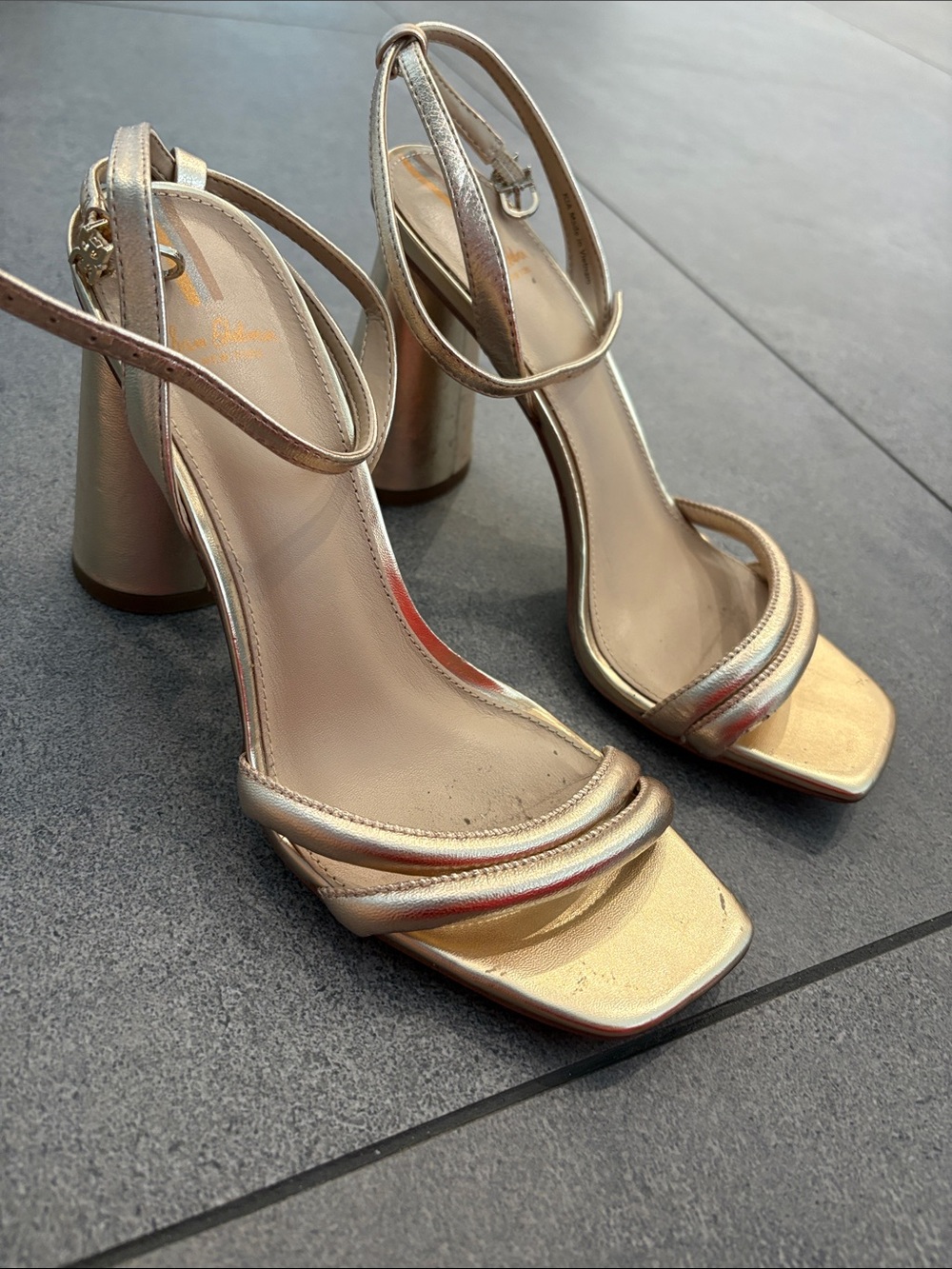 Metallic Gold Strappy Block Heel Sandals - Women SAM EDELMAN